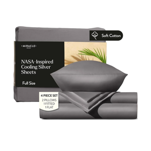 Miracle Made Breathable Cotton Bed Sheets, 4-Piece Set – Silver-Treated, Soft and Cool-to-The-Touch Lightweight Bedding Designed for Hot Sleepers – Full Size, Stone