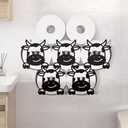 WADORN Funny Cow Metal Toilet Paper Holder, Black Animal Cow Decorative Metal Toilet Paper Storage for Extra 8 Rolls Funny Freestanding Animal Wall Mounted Organizer for Restroom Bathroom Cabinet