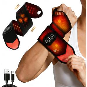 Red Light Therapy for Wrist for Hand,Cordless Heated Wrist Brace with Vibration,with Temperature Control,Red Light Therapy Heated Wrist Massager Wrap y 36 LED for Wrist, Arm,660nm & 850nm (Black)