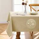 Pureegg Rectangle Linen Tablecloth Waterproof & Stain Resistant, Wrinkle-Free Table Cloth Adds Elegance and Protection, Ideal for Dining, Party, Wedding and Outdoor, 52 x 70 Inch, Beige