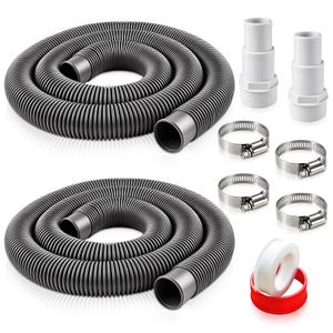 Boltigen 1.5" Pool Filter Hose Replacement Kit (6ft, 2-Pack), Durable EVA Pump Hose with 1.25" & 1.5" Adapters and Clamps, Compatible with Intex & Hayward Above Ground Pool Systems