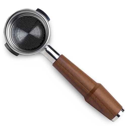 KNODOS 58mm Bottomless Portafilter Compatible with Breville Dual Boiler, Oracle, Oracle Jet Espresso Machines Walnut Handle 2 Ears 18-21g Double Shot Filter Basket Included