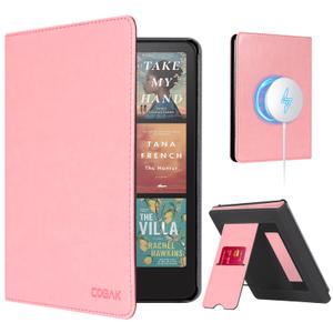 CoBak Stand Case for 7" Kindle Paperwhite 12th Gen 2024 and Kindle Colorsoft with Hand Strap - Compatible with iPhone MagSafe, for Samsung/Belkin/Anker Wireless Charging Pads, Durable, Auto Sleep Wake