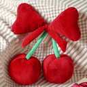 Bow Cherry Throw Pillow Aesthetic Cute Coquette Room Decor Funny Preppy Stuff Gifts for Teen Girl Bedroom Living Room Sofa Bed Chair Decoration(Burgundy,Small)