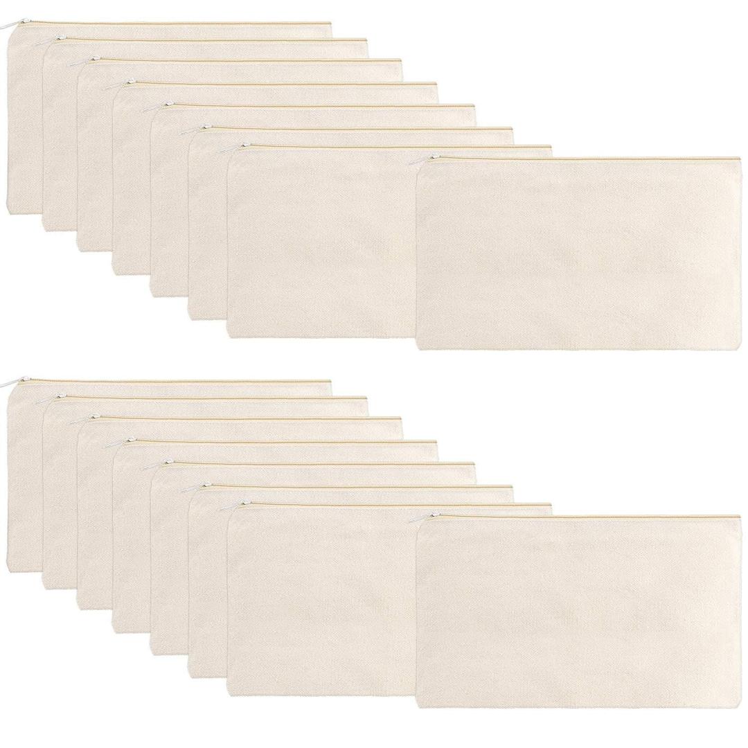 16 Pack Canvas Blank Cosmetics Bags Plain Zipper Makeup Pouch Sublimation DIY Craft Multipurpose Toiletry Bag for Makeup Travel Cosmetic Stationary Storage(S,Beige)
