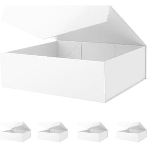 Extra Large Gift Boxes with Lids - 16.3x14.2x5 Inches, White, Magnetic, Bridesmaid Boxes for Clothes and Large Gifts (Matte White), 1 Count