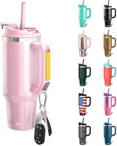 Thicc Buddy - 40 oz Stainless Steel Vacuum Insulated Tumbler with Lid and Straw for Water - Travel Mug Cupholder Friendly - Gifts for Women Men Him Her (Amethyst)