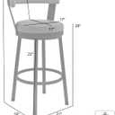 Armen Living Bryant Modern 26" Seat Height White Faux Leather and Brushed Stainless Steel Metal Swivel Bar Stool for Kitchen Island Counter