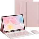 Keyboard Case for Samsung Galaxy Tab A11+ Plus 2025 /A9+ Plus 2023 11 Inch, Detachable Tablet Case with Pen Slot Detachable Folio Keyboard Cover with Mouse. (Pink)