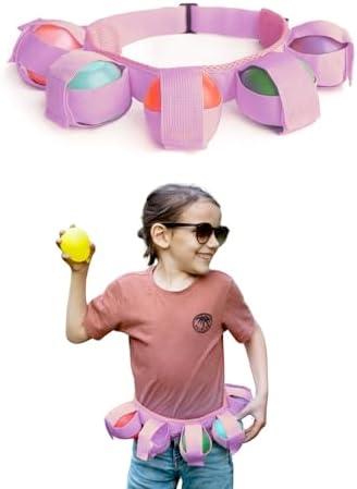 Kids Adjustable Water Balloons Belt for Quick-Fill Reusable Water Balloons, Outdoor Summer Games Anti-Burst Design 6 Colors Ages 4-12 (Purple,Small)