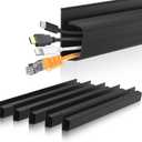 Cable Management J Channel Under Desk - Easy Installation, Black
