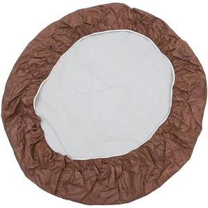 PRETYZOOM Elastic Band Round Table Cover Flannel Backed PVC Water-Proof Decorative Tablecloth for Dining Brown 30"