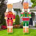 Wenqik 2 Pcs Large Christmas Nutcracker Outdoor Decorations with LED Light, Nutcracker Yard Sign with Stakes 39 x 13 Inch Christmas Outdoor Yard Decorations for Xmas Holiday Lawn Porch Party Supplies