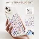 Designed for iPhone 15 Case, Cute Flower Floral Pattern Design, Slim Soft TPU Liquid Silicone Protective Cover for Women Girls - White