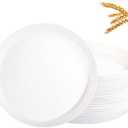 Ejonirinjonir 47pcs White Wheat Straw Dinner Plates - Lightweight, Unbreakable, Premium Reusable Plates for Family Dinner, School, Picnic