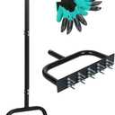 Lawn Aerator Tool, Manual Lawn Aerators with Dethatching Rake and 15 Iron Spikes, Grass Aerator Tools for Yard, Lawn Aeration, Garden Tool or Revives Lawn Health, Black 