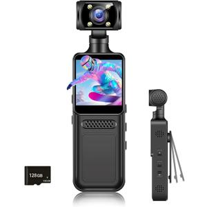128G 4K Body Clip Camera with Audio and Video Recording FHD Mini Handheld Body Worn Cam Portable Small Personal Camcorder Sport Action Outdoor Video Recorder;