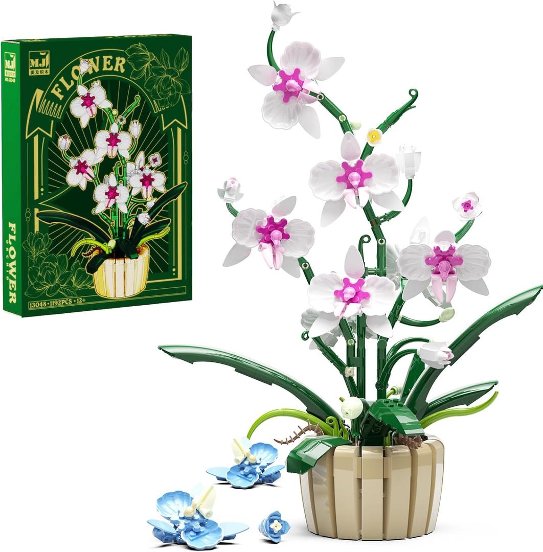 Icons Orchid Flowers Building Set, Exquisite Orchid Bonsai for Adult- Compatible with Lego Flowers, Ideal for Mothers Day Display (1192pcs)