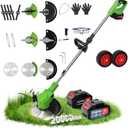 20000R Electric Weed Wacker, 850W Weed Eater, 42V 13000mAh Battery Powered Weed Trimmer, Cordless Lawn Mower,3 Types Blades & Wheels, Brush Cutter Grass Trimmer for Garden Yard