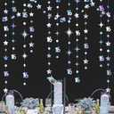 Iridescent Number 16 Circle Dot Twinkle Star Garland Kit Metallic Hanging Streamer Bunting Banner Backdrop Decorations for Girls 16th Birthday Sweet Sixteen Wedding Anniversary Bridal Shower Party