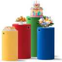 Set of 4 Red Yellow Blue Green Cylinder Pedestal Covers, Multiple Sizes Pedestal Stand Cover Cylinder Stands Cover for Party Cylinder Covers for Party Birthday Wedding Parties Dessert Tables Decor