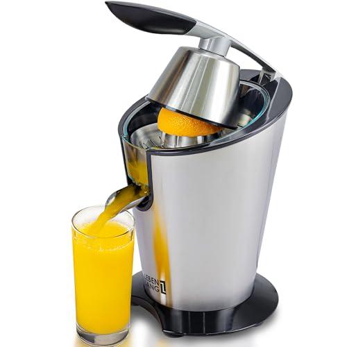 LEBENLANG Electric Citrus Juicer With High Juice Yield | Orange Juicer Squeezer 200W + 2 Cones | Exprimidor De Limones Electrico Small Juicer Machine Mini For Citrus Lemon Esprimidoras Naranjas Jugo: Home & Kitchen