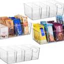 ClearSpace Plastic Pantry Bins with Removable Dividers - Kitchen Storage and Organization (4 Pack)