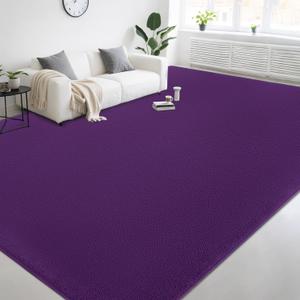Large Modern Area Rugs for Living Room Bedroom, 8x10 Feet Dark Purple Ultra Soft Thickened Memory-Foam Indoor Rug, Comfy Aesthetic Solid Minimalist Carpets for Girls Boys Nursery Dorm Home Decor