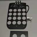 Metal K Cups Coffee Pod Holder, 19 Pods Holder Display,Coffee Bar Organizer for Home ,Kitchen,Office or Workspace, Black frosted Capsule Storage | Stylish Lettering Decor (Coffee Warms Soul)