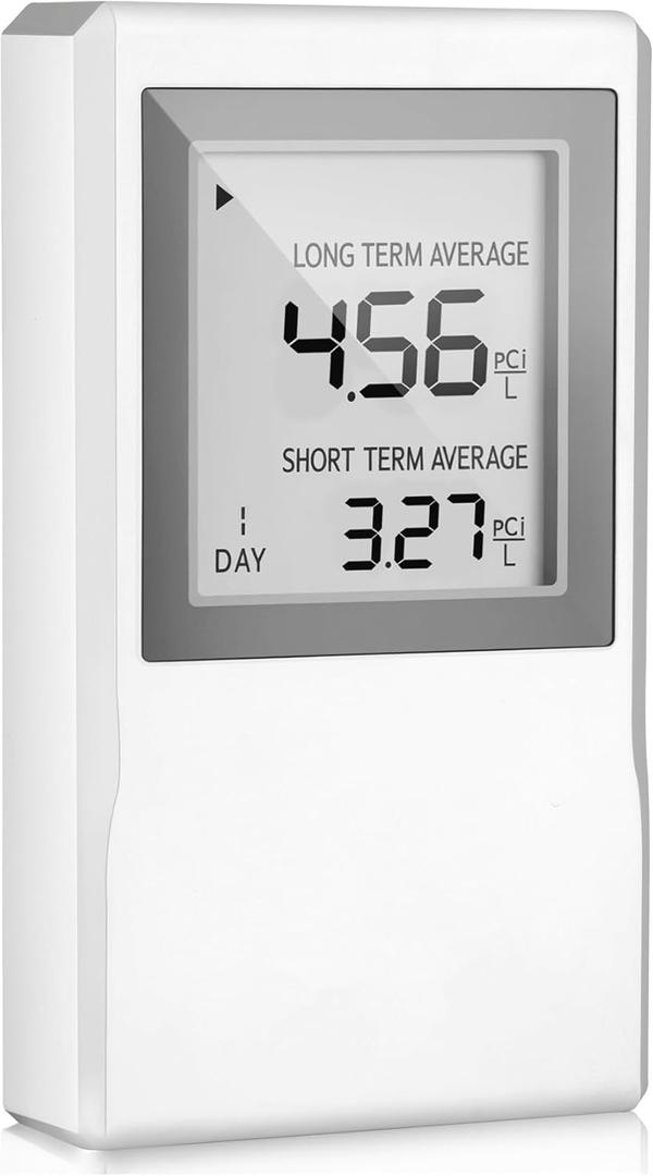 Radon Detector for Home, Allows Short and Long Term Monitoring of Radon Levels in The Air, Dual use for Hanging and Tabletop Placement, US Version-Pci/L,Radon Detector,Home Radon (White)