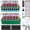 120 Cell Seed Starter Trays Self Watering with LED Grow Light  2 Pack 60 Cells Seed Starting Kit with Humidity Domes, Tools & Labels for Indoor Gardening