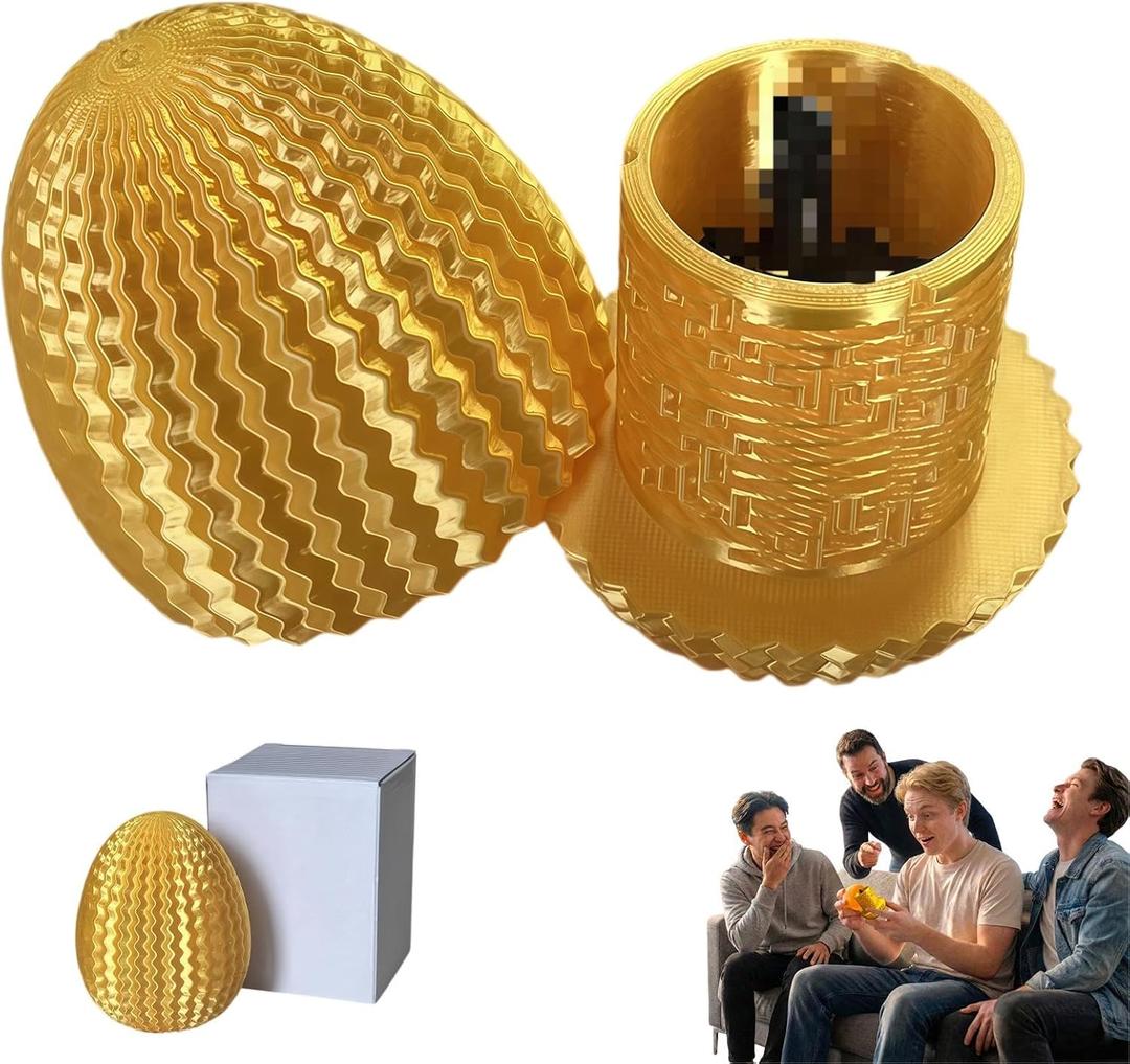 The Middle Funny Finger Easter Egg for Adults, Easter Basket Stuffer for Adults, Annoying Gift Box with Finger, Hardest 3D Printed Puzzle Trap (Gold)