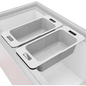 Yatmung Deep Freezer Storage Bins Expandable - Freezer Baskets for Chest Freezer Adjustable - Freezer Organizer Bins with Handle - Freezer Organization Accessories for Kitchen -White, 2-PACK