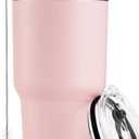 DS 30oz Sakura Pink Tumbler Stainless Steel Double Wall Vacuum Insulated Mug with Straw and Lid, Cleaning Brush for Cold and Hot Beverages