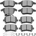 Ceramic Brake Pads Kits,SCITOO 8pcs Brakes Pads Set fit for Audi A3,A3 Quattro,TT,TT Quattro,for VW CC,for Eos,for Golf,for GTI,for Jetta,for Passat,for Passat CC,for Rabbit