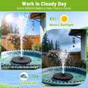 Solar Fountain with 3 Spray Height, Works in Shade, 3.5W Glass Solar Bird Bath Fountains with 2000mAh Battery and 4 Rotating Rods, 7 Nozzles, Outdoor Water Fountain Pump for Garden, Pool, Pond