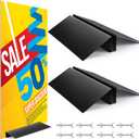 Blulu 2 Pcs 24 Inches Metal Floor Sign Stand Holder M Mount Holder Graphic Floor Standing Display Stand for Composite Foam Board, Acrylic Glass Sign, Base Only