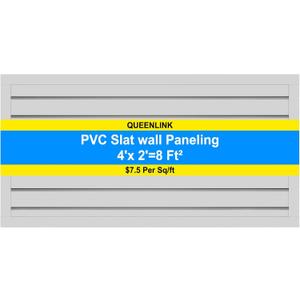 [4x2 Ft] PVC Slat Wall Paneling, Adjustable Slatwall Panels with Coupling Structure, Slatted Wall Panel System with Customizable Storage Options, DIY Cutting & Easy-to-Install Slatwall Board Shelves (Grey)