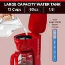 MELLERHOME 12-Cup Red Coffee Maker - Perfect for Home or Office, Borosilicate Carafe, Auto-Off, Reusable Filter, Anti-Drip, Keep-Warm Function, Clear Water Level Window, Red Kitchen Accessories (Red)