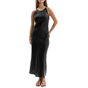 Amazhiyu Women's 100% Linen Summer Sleeveless Splits Bodycon Maxi Dresses Casual, Black, L