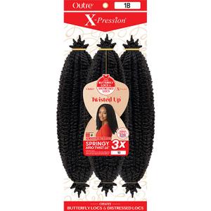 Outre X-Pression - Twisted Up - Springy Afro Twist 16" 3X (3 Pack, JET BLACK 1)