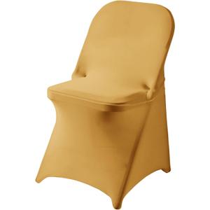 Ascoza 6 Pack Gold Spandex Folding Chair Covers in Stretch Washable Fabric for Wedding, Party,Holidays,Celebration and Other Special Events