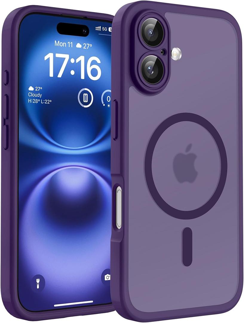 TOCOL for Phone 16 Case, Compatible with Magsafe Charger, Full Camera Protection, Drop Protection, Translucent Matte Phone Case for iPhone 16 6.1 inch (Midnight Purple)