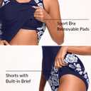 Yonique Women Tankini Swimsuit with Shorts - Tummy Control Two Piece Bathing Suit Swimwear with Sporty Pockets (M)