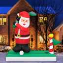 Holidayana Christmas Santa Golfing Inflatables, Large 5 Ft Inflatable, Outdoor Decorations, Blow Up Xmas Yard, Lawn & Garden, Internal Lights Built-in Fan
