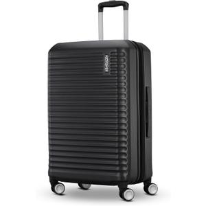 American Tourister Stratum 3.0 Medium 24-Inch Spinner, Airline Approved, Durable Hardside Luggage, Expands 1.5", RightHeight Adjustable Handle, Black, Medium - Checked