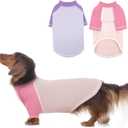 2 Pack Dog T-Shirts, Medium, PinkPurple, Lightweight & Comfortable Long-Sleeve Summer Pet Tee Shirts, Machine Washable, Protection Against Heat Loss, Raglan Sleeves Wide Dog Clothes (MediumChest:16.54")