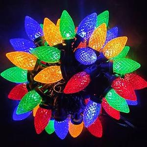 TURNMEON 50 LED 33 Ft C9 Christmas String Lights Decoration, 8 Modes Waterproof Plug in Fairy String Lights for Christmas Decoration Indoor Outdoor Home Xmas Tree Lights Patio Garden Party (Colorful)