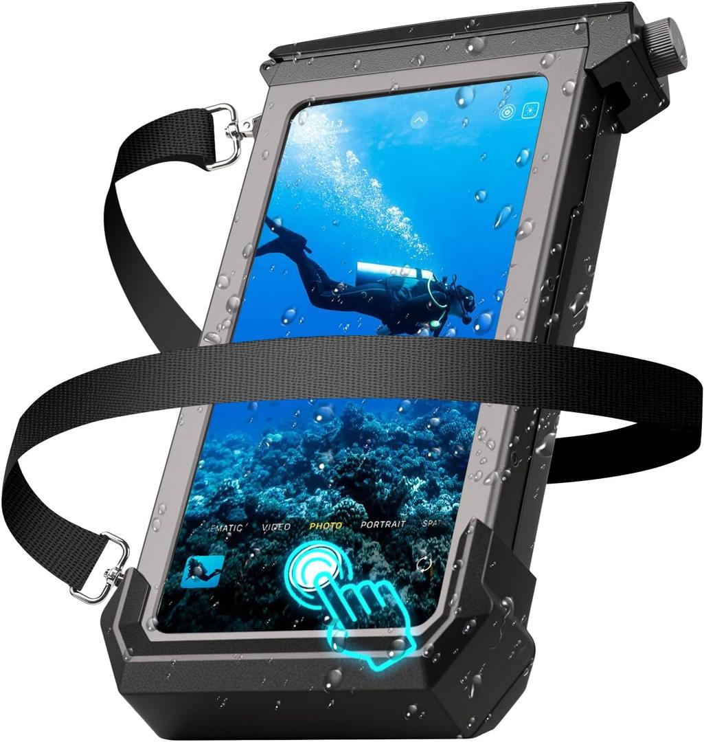 Waterproof Phone Case for Snorkeling & Diving (98ft/30m), Professional Waterproof Diving Case for Underwater Photo & Video, Universal Underwater Touchscreen Case Compatible with iPhone Black