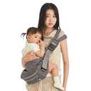 GOOSEKET 365 Toddler Carrier Plus – Lightweight Baby Carrier, Adjustable Shoulder Strap, Compact Travel Carrier with Detachable Waist Bag (6 Months-4 Years Old / 11–44lbs) (Gray Leopard)